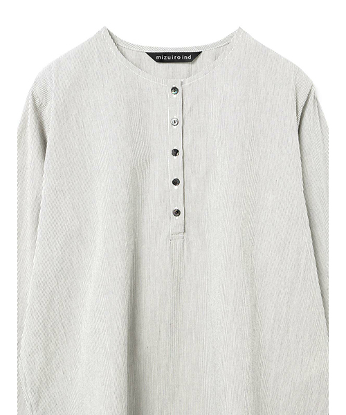 mizuiro ind ストライプヘンリーネックシャツ｜ MARcourt ONLINE