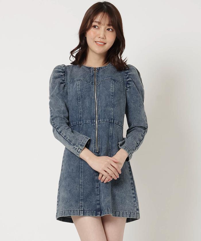 ZARA フロントジップアップデニムワンピース - メルカリ