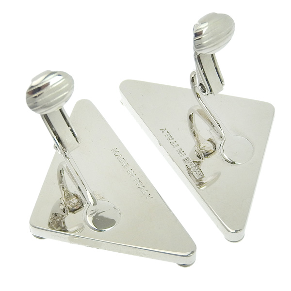 【PRADA】Ball Smalto Jewels ロゴ ピアス ドロップ シルバー 黒 Prada Ball Smalto Jewels Pendant Earrings - Black/Silver