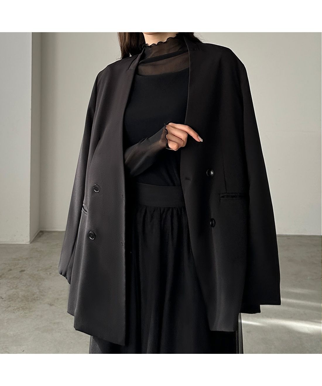 ルエレ　ミドル丈コート セール】ハイネックミドル丈コート（ステンカラーコート