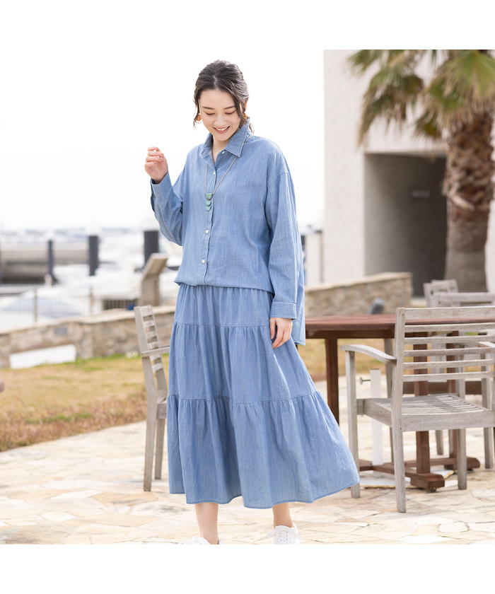 【洗える】スラブデニム パフスリーブカットソー セール】 【新色追加/洗える】スムースデザイン パフスリーブ