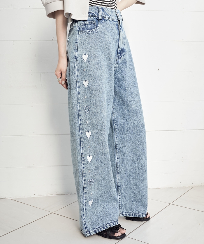 セール 10%OFF】リボンビジューデニムパンツ(505847316