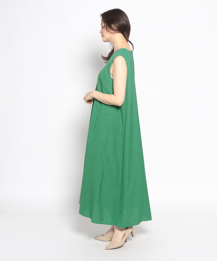 クーポン】【セール40%OFF】FRONT DRAPE V－NECK DRESS(sleeveless