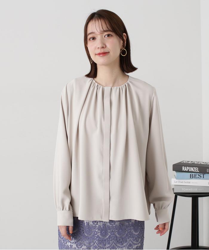 セール 50%OFF】デコルテギャザーとろみブラウス(505879878