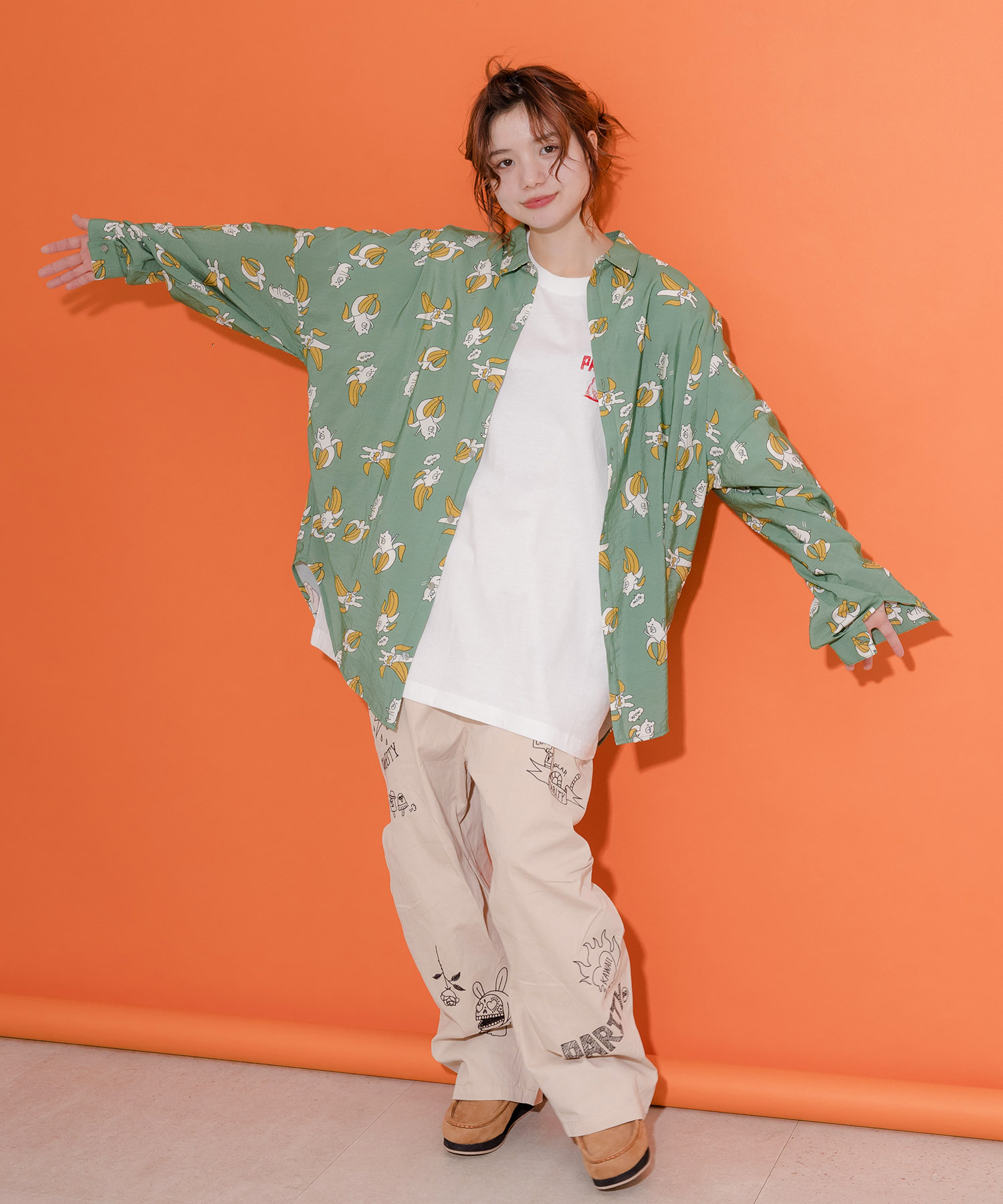 スカラー ScoLar バナナから登場！？ラビル＆クマ総柄シャツ