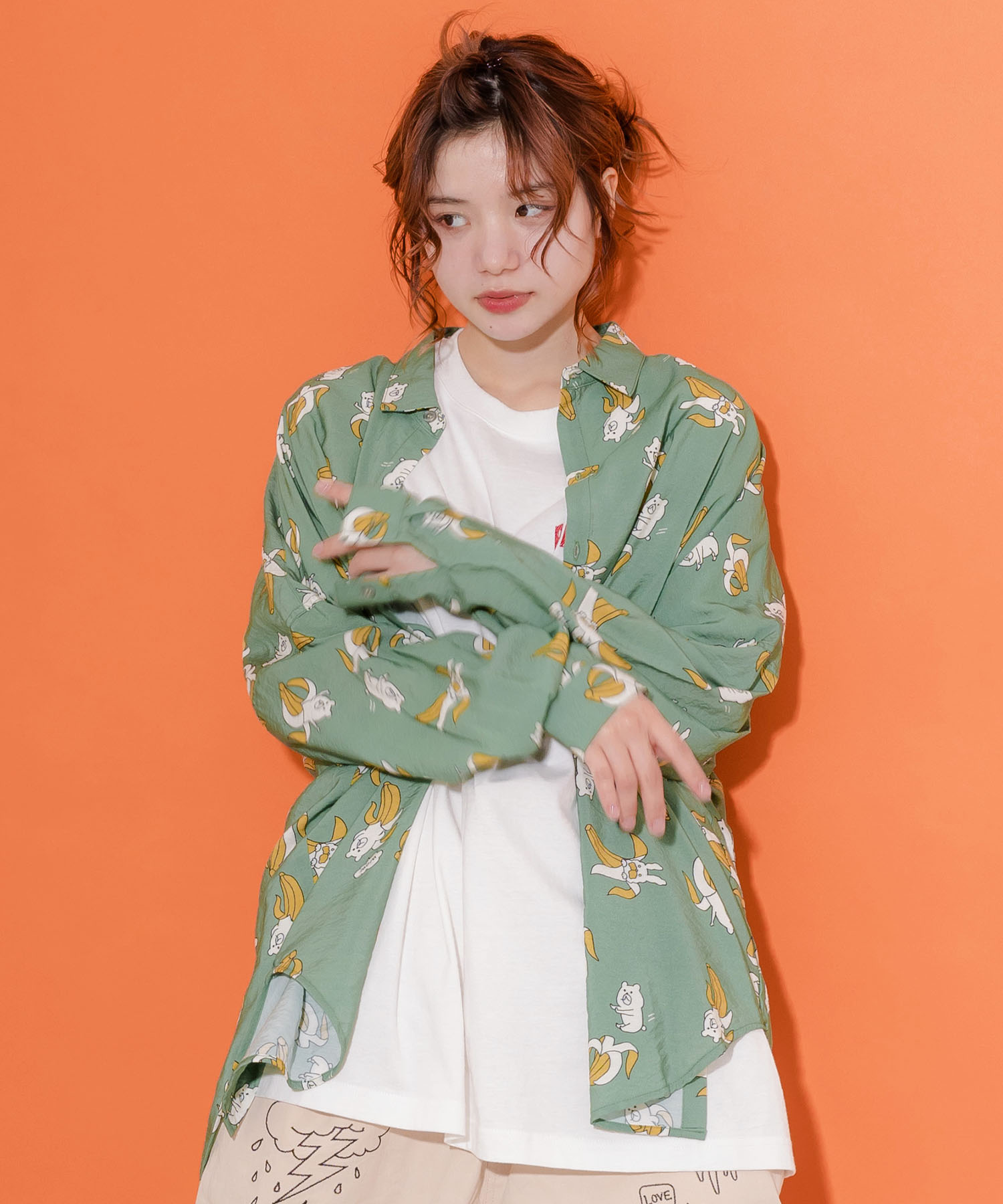 スカラー ScoLar バナナから登場！？ラビル＆クマ総柄シャツ