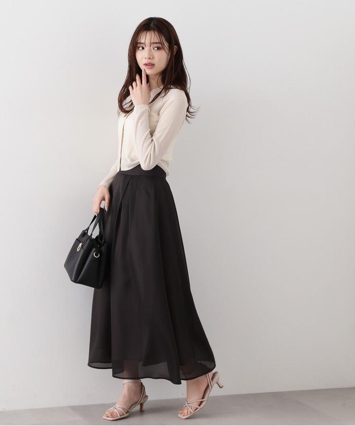 セール 50%OFF】オーガンタックフレアスカート(505914577 セール 50%OFF】オーガンタックフレアスカート(505914577