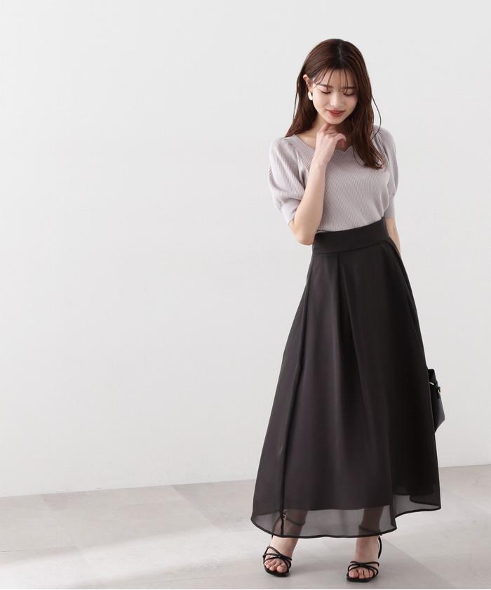 セール 50%OFF】オーガンタックフレアスカート(505914577 セール 50%OFF】オーガンタックフレアスカート(505914577