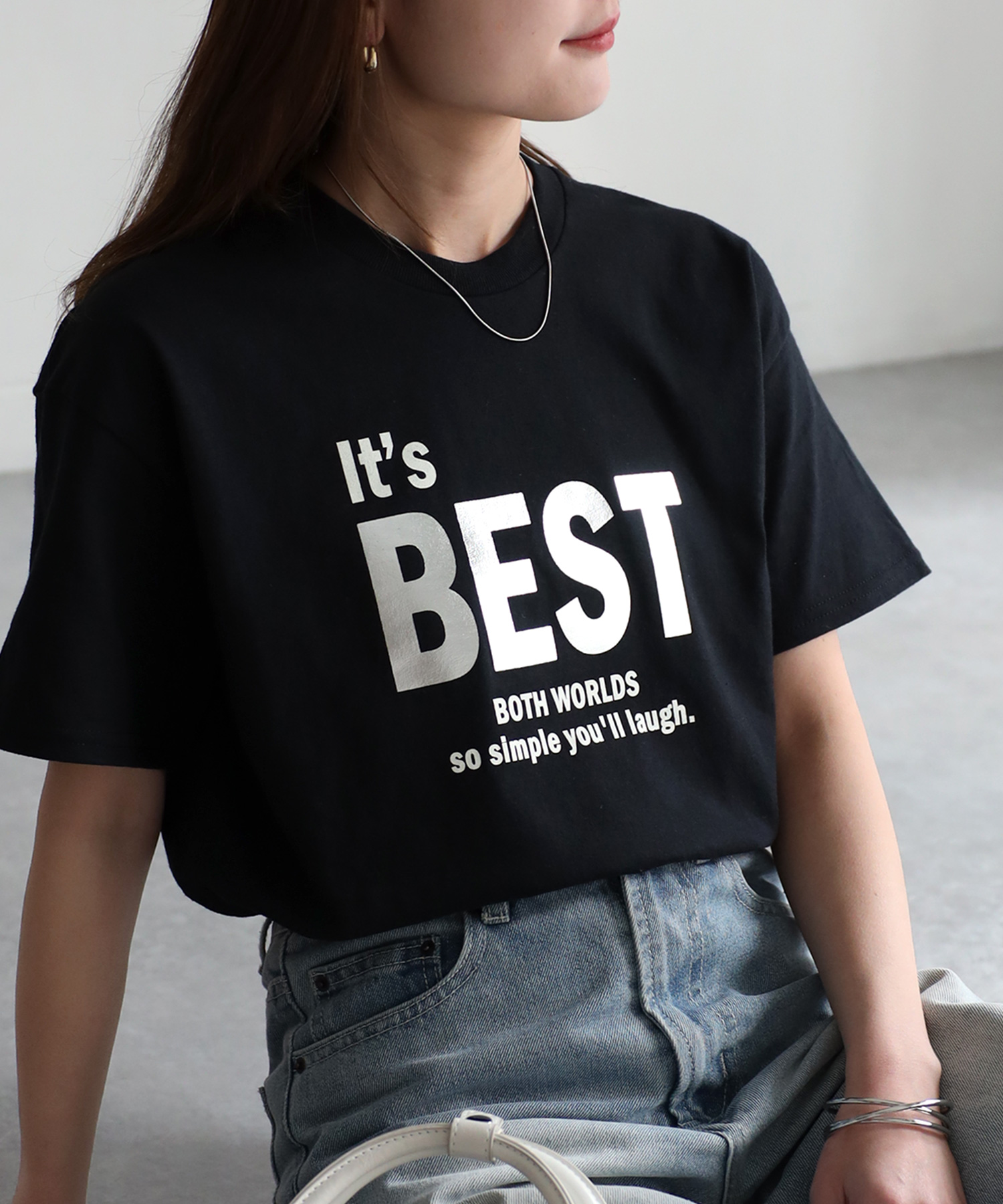 リベリー Riberry It's BEST 箔シルバープリントロゴTシャツ