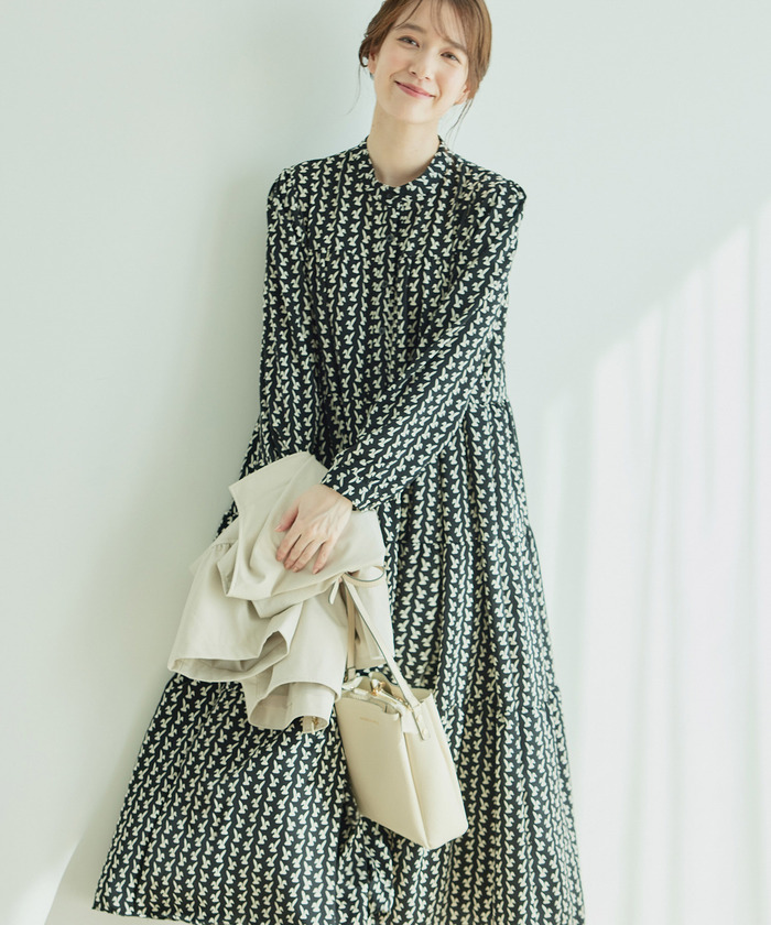 ◆JIGOTT パターンブロックカラーポイントワンピース セール 20%OFF】ラビットパターンデザインワンピース(505916427
