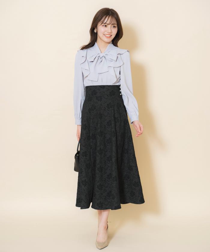 美品】VALENTINO 刺繍 フラワー ジャガード スカート（美品