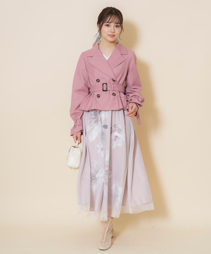 セール 50%OFF】ギャザー袖ショートトレンチ(505916958 セール 50%OFF】ギャザー袖ショートトレンチ(505916958
