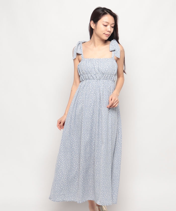美品 ヌキテパ シルクシャーリングリボンキャミワンピース ペイズリー柄 Cotton Jacquard Lily Print Shirring Dress | Pasand by ne