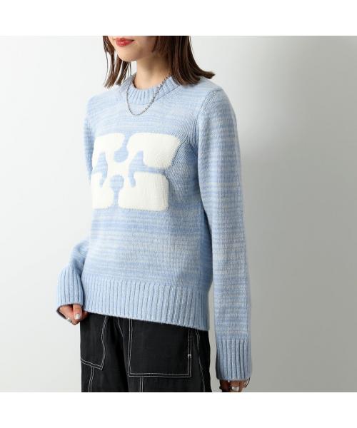 ガニー(GANNI)｜Striped Graphic Wool Mix Bunny Crewneck