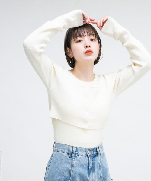 セール 20%OFF】ブークレタンクトップSETカーディガン(505919998 セール 20%OFF】ブークレタンクトップSETカーディガン(505919998