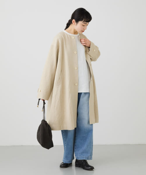 【新品・タグ付き】かぐれ　リネンレーヨンテントコート　NATURAL 新品・タグ付き】かぐれリネンレーヨンテントコートNATURAL
