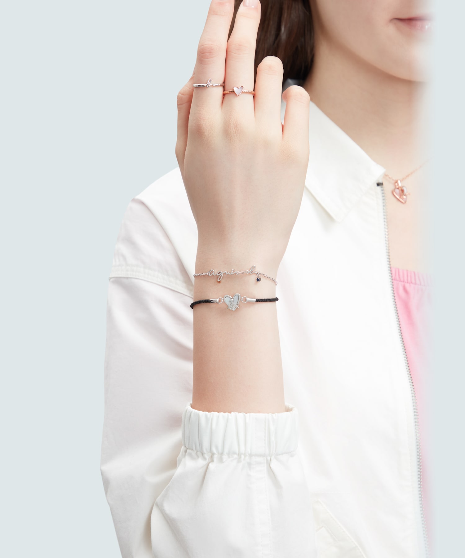 国内即発【agnes b.】H925 BRACELET ロゴストーンブレスレット H925 BRACELET ロゴストーンブレスレット(505813064