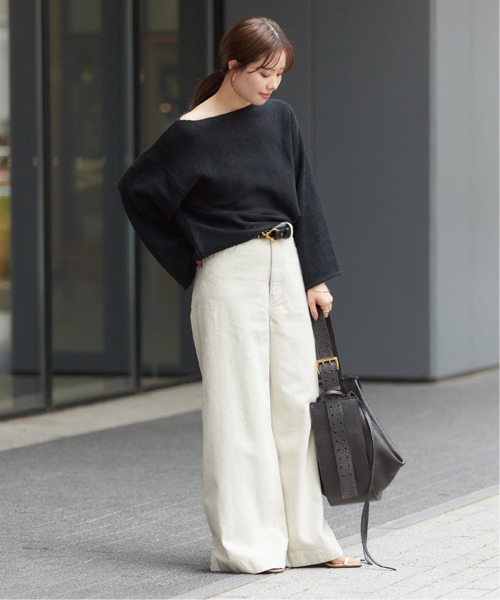 セール 30%OFF】テープヤーン ヨコアミボートネックニット