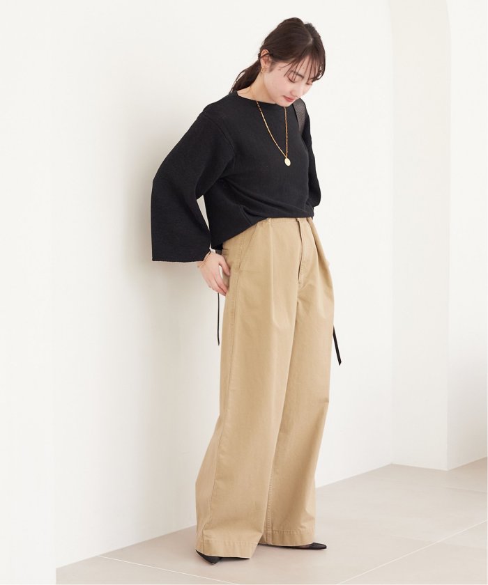 セール 30%OFF】テープヤーン ヨコアミボートネックニット