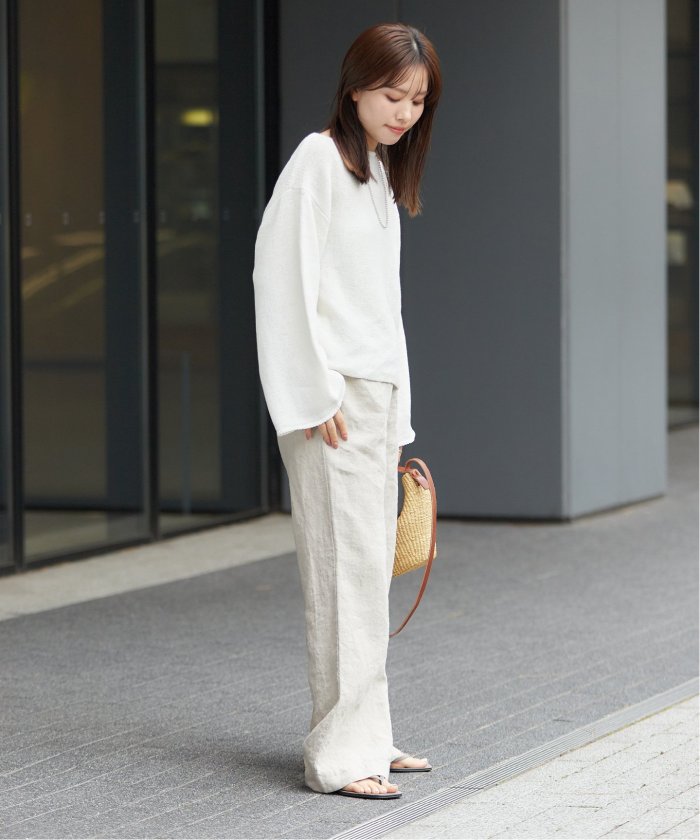 plage 2024SS テープヤーン ヨコアミボートネックニット　ホワイト plage ニット テープヤーン ヨコアミボートネックニット