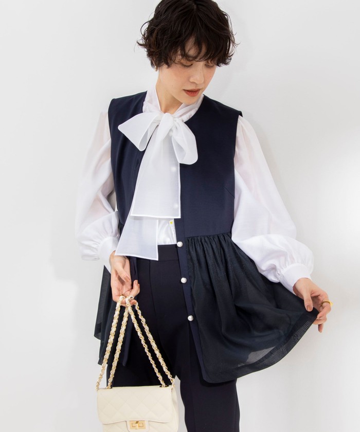 セール】◇【WEB限定】パール付きカットジレ(505922601