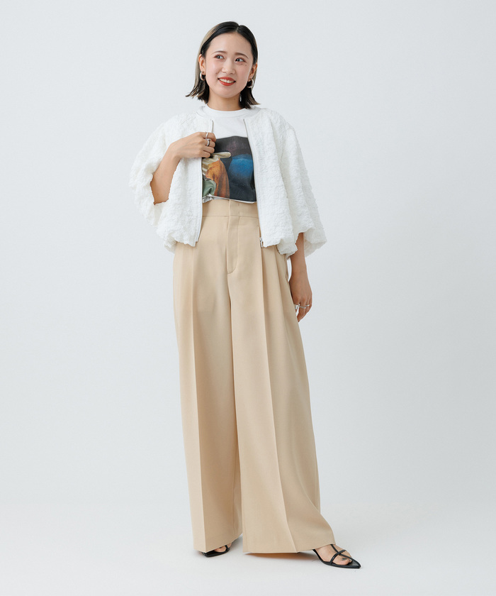 セール 50%OFF】【サステナブル】ジャガードクロップドブラウス セール 50%OFF】【サステナブル】ジャガードクロップドブラウス