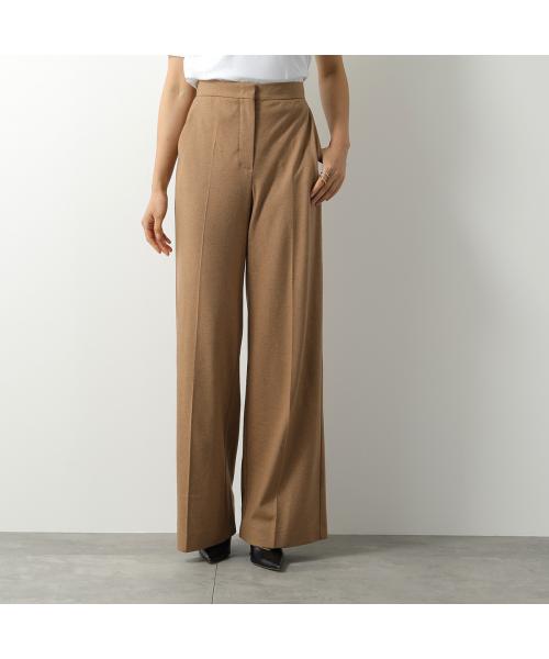 関税送料込【Max Mara】ワイドパンツ 無地 ホワイト キャメル ワイドパンツ Max Mara(マックスマーラ) パンツ(レディース