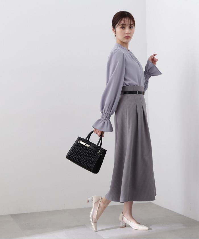 セール】スタンドネック楊柳ブラウス WEB限定カラー：ブルー