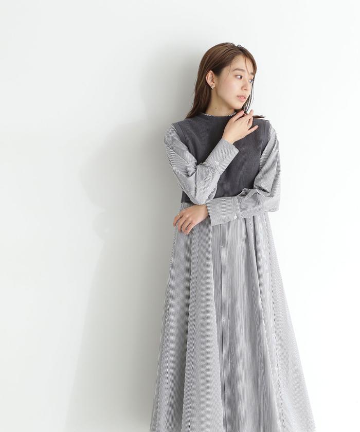 セール】ニットベスト＆シャツワンピースセット(505935444