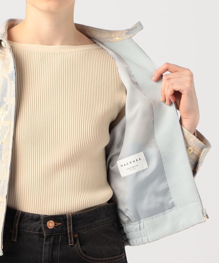 【SELF PORTRAIT】メタリックエフェクト ジップアップジャケット Graphpaper - Graphpaper 25AW WOMENS Selvage Denim Zip Jacket