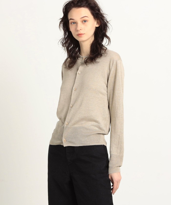 セール 30%OFF】プレーンリネン クルーネックカーディガン