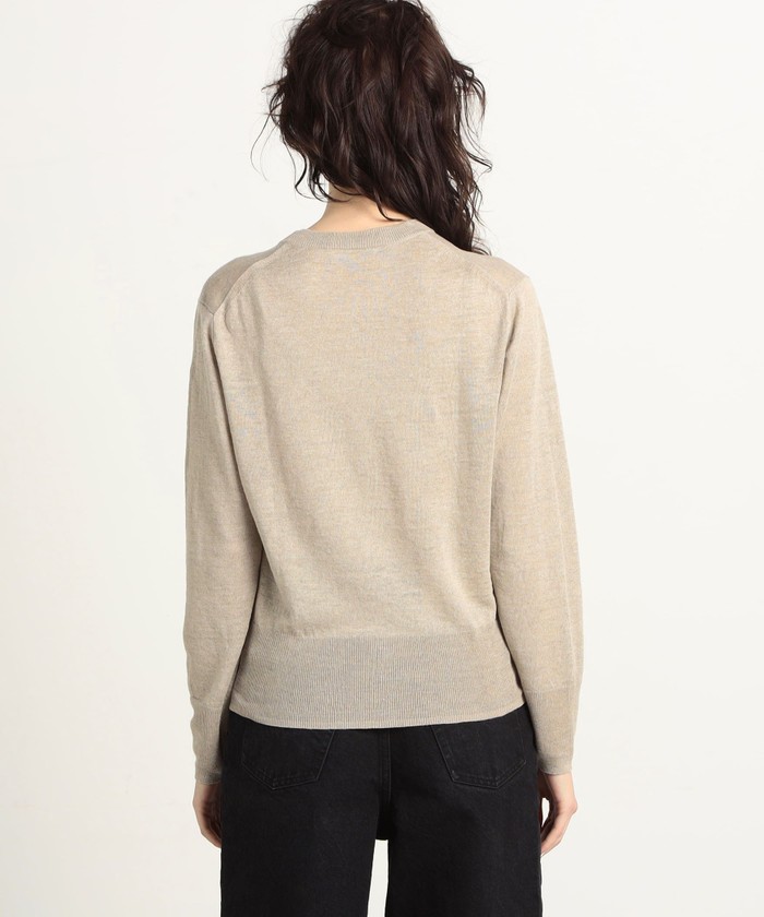 セール 30%OFF】プレーンリネン クルーネックカーディガン