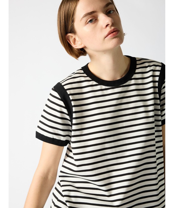セール 30%OFF】mizuiro ind ボーダーバイカラーハーフスリーブT