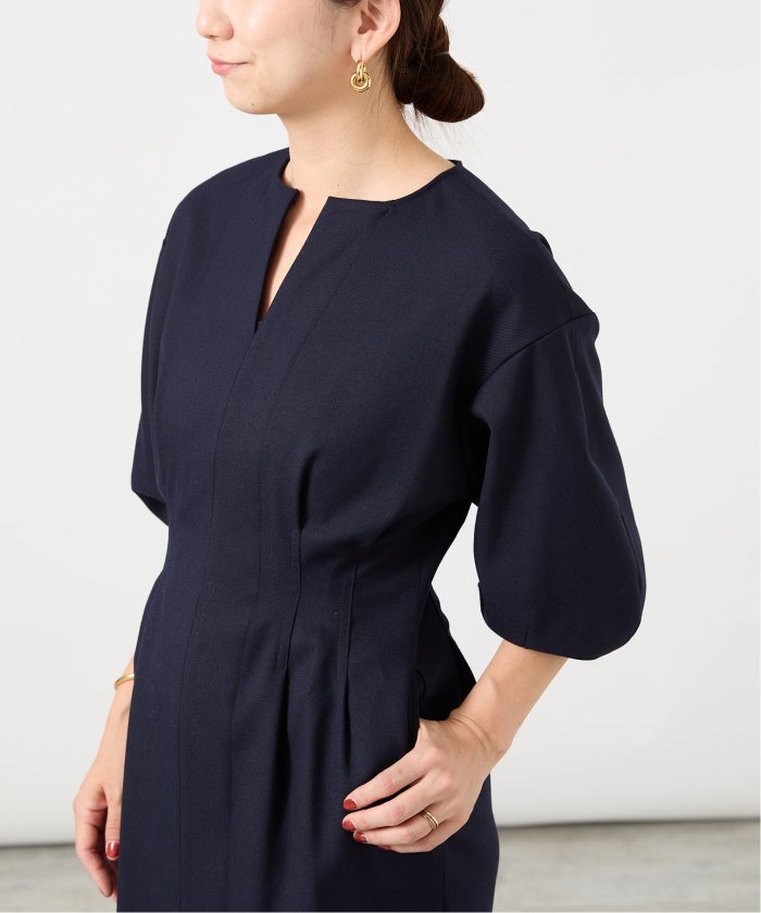 美品 ヴェルメイユパーイエナ ロング ワンピース パフスリーブ 濃紺 VERMEIL par iena（ヴェルメイユパーイエナ）の「《追加予約》P
