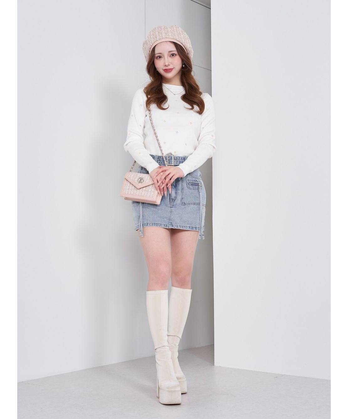 Darich ダーリッチ トップス ダーリッチ Darich ファンシーカラーエンブロイダリーニット