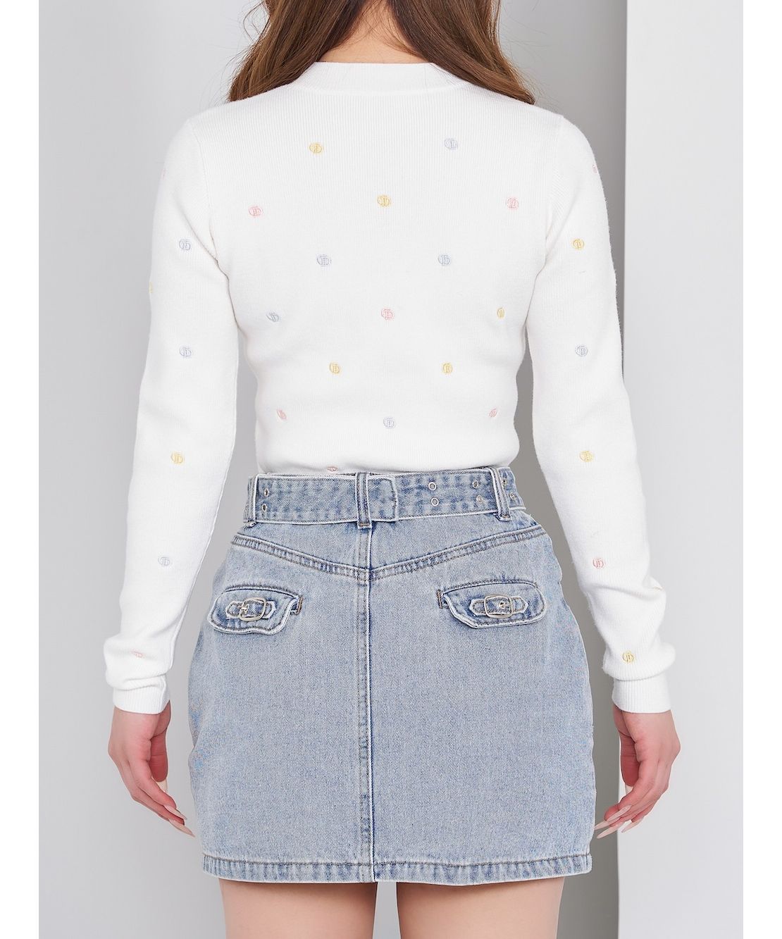 Darich ダーリッチ トップス ダーリッチ Darich ファンシーカラーエンブロイダリーニット