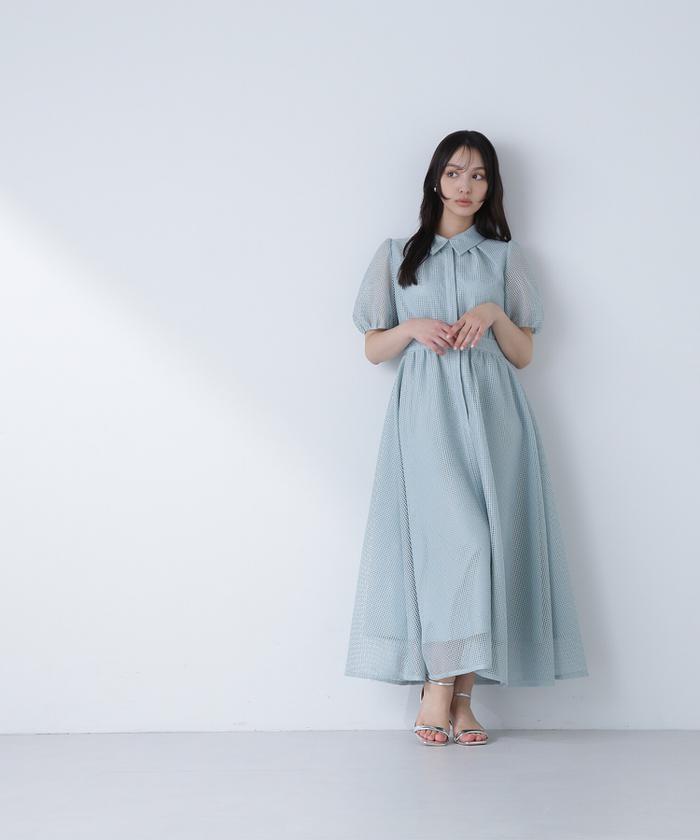 超極美品✨24SS✨ナチュラルビューティーベーシック✨メッシュシャツワンピースM セール 10%OFF】メッシュシャツワンピース(505916966