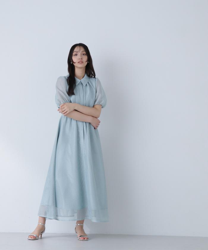 新品タグ付き♪ メッシュシャツワンピース ナチュラルビューティーベーシック M セール 10%OFF】メッシュシャツワンピース(505916966