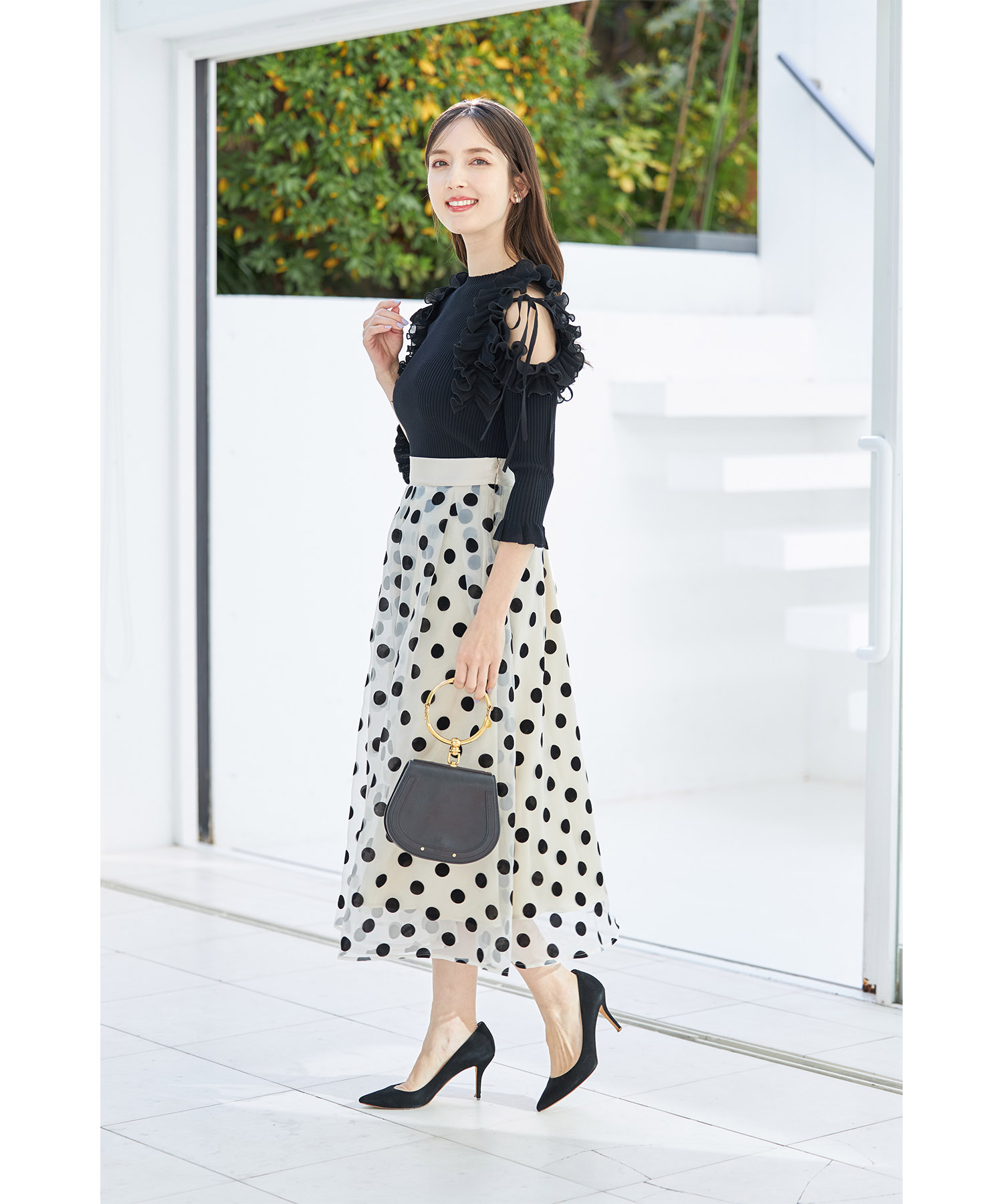 トッコクローゼット tocco closet りぼん付きシフォンプリーツ