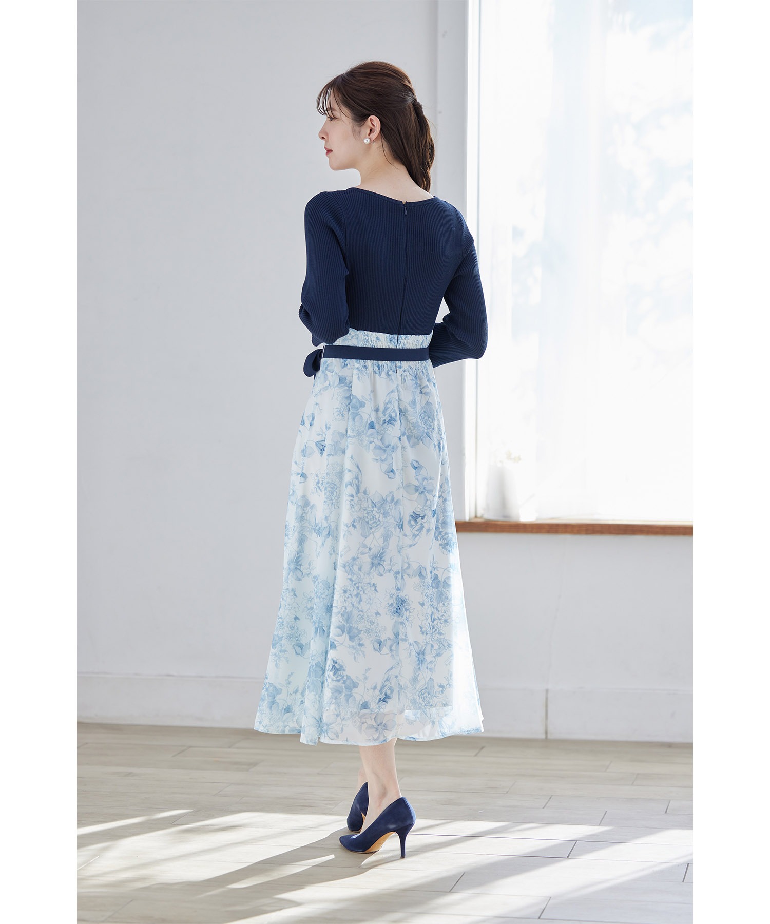トッコクローゼット tocco closet ウエストりぼん付きリブニット