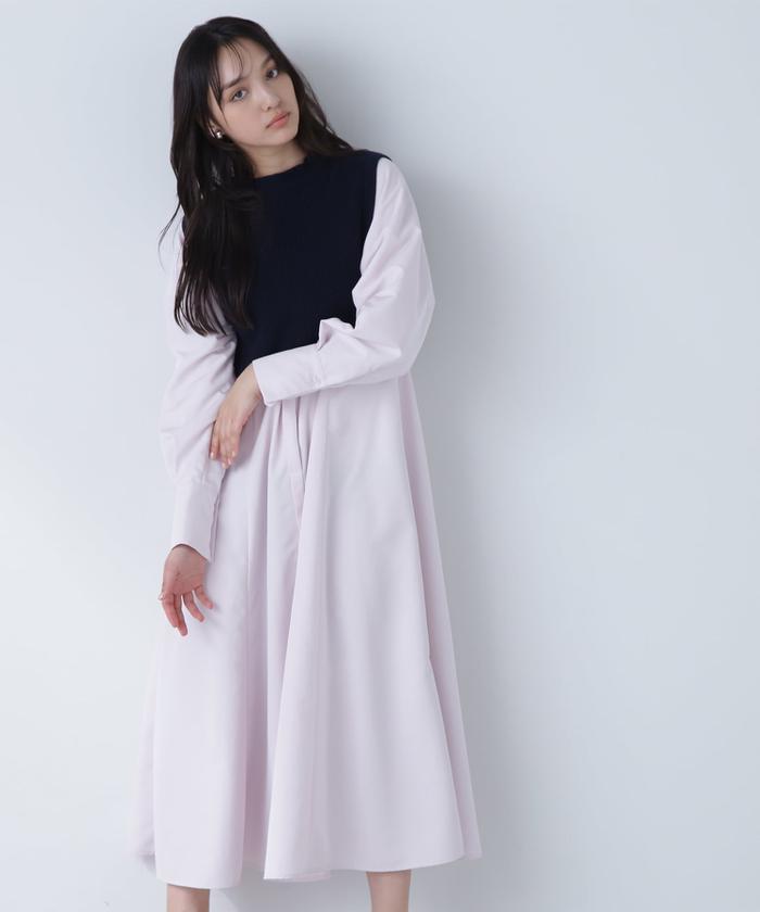 セール】ニットベスト&シャツワンピースセット(505935444 セール】ニットベスト&シャツワンピースセット(505935444