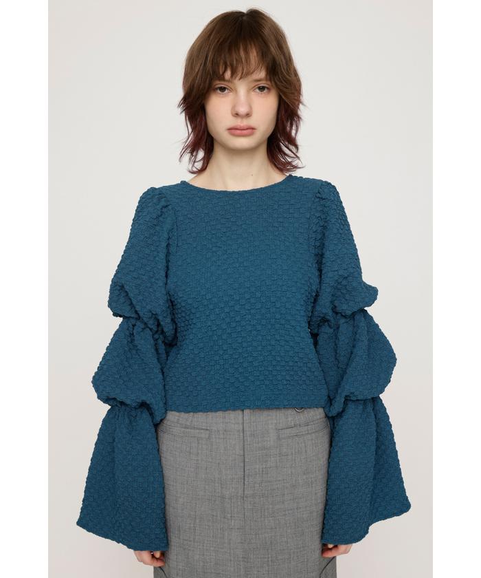 【全2色】リボンポイントフリルカットソー　クリーム ブラック S/M【ribbon-u25041801top】( mja )(250421) 全2色】リボンポイントフリルカットソー クリーム ブラック S/M