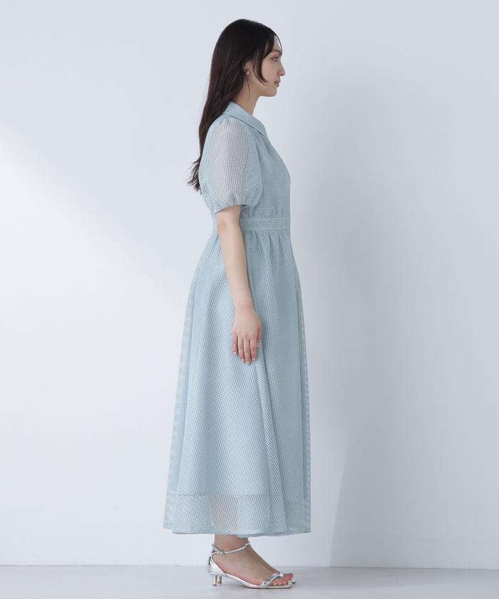 超極美品✨24SS✨ナチュラルビューティーベーシック✨メッシュシャツワンピースM セール 10%OFF】メッシュシャツワンピース(505916966