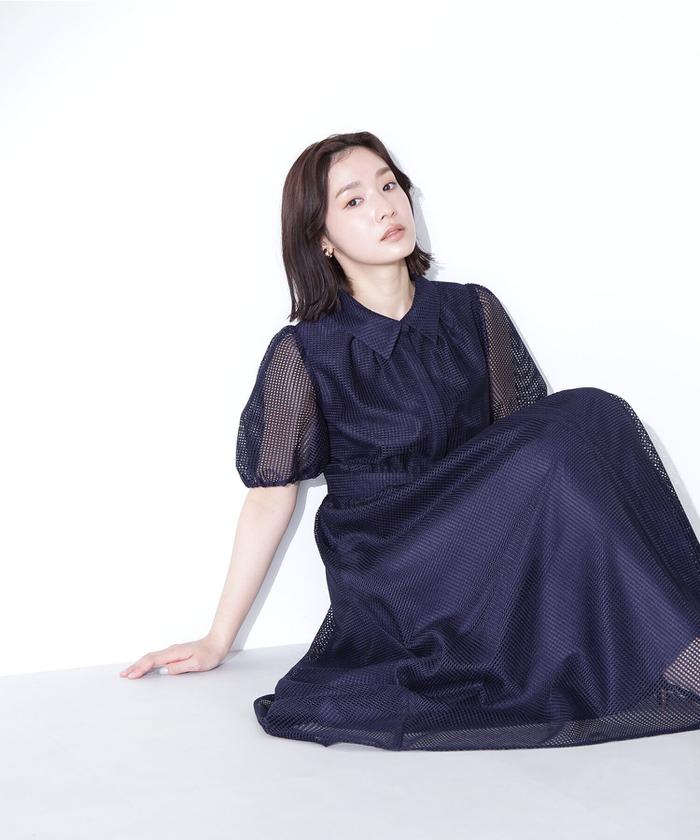 超極美品✨24SS✨ナチュラルビューティーベーシック✨メッシュシャツワンピースM セール 10%OFF】メッシュシャツワンピース(505916966