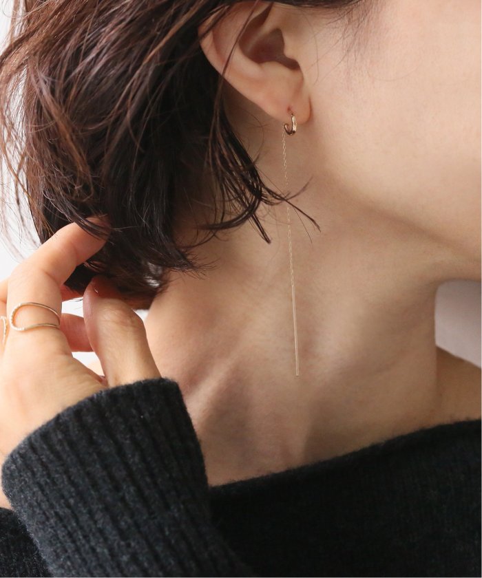 Cフープロングチェーンピアス K10（両耳）（ピアス（両耳用