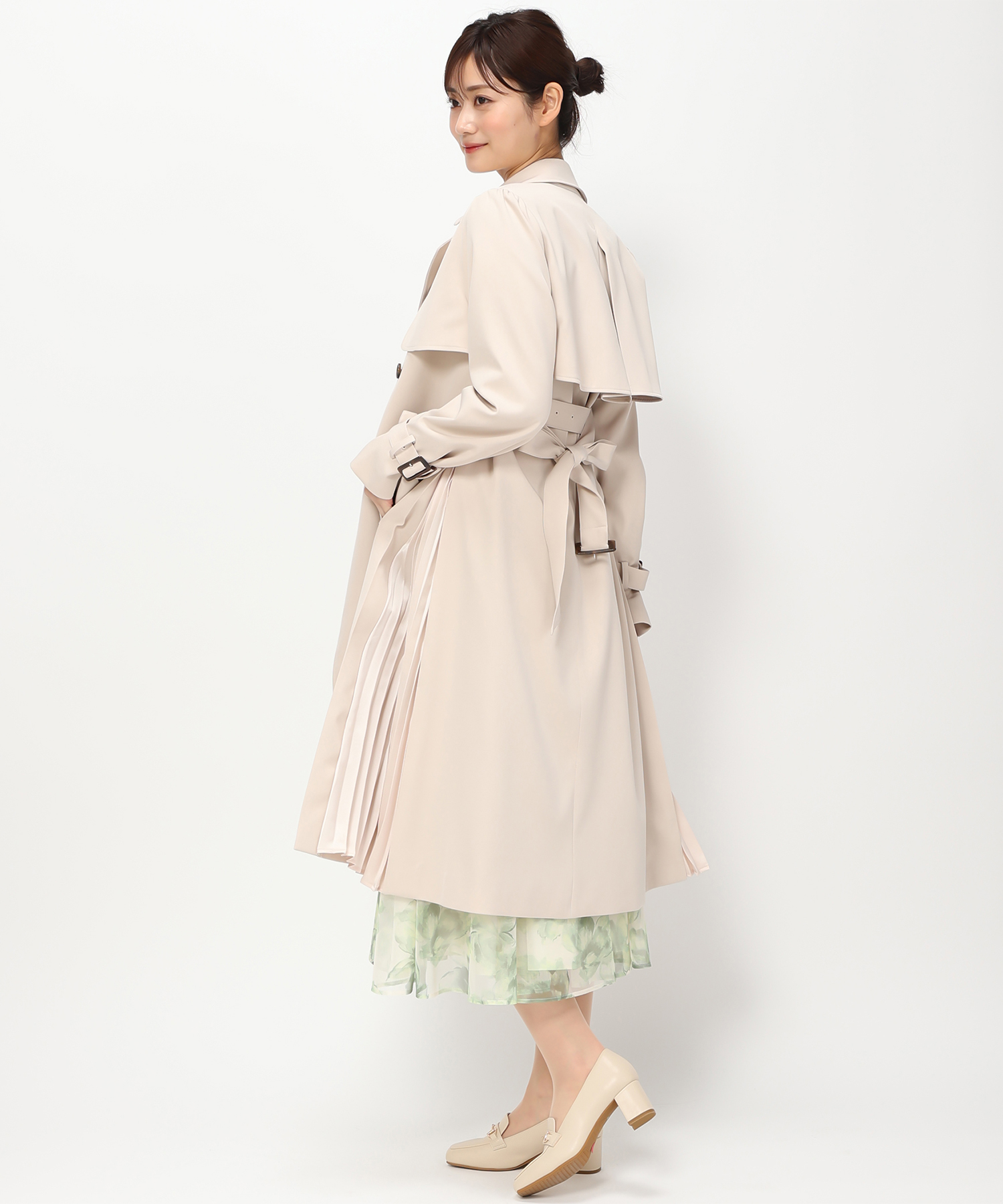 新品タグ付　ミッシュマッシュ　りぼん　ウール　トレンチコート　春色　大人ピンク ミッシュマッシュ MISCH MASCH 【2024春夏新作】サイドプリーツ
