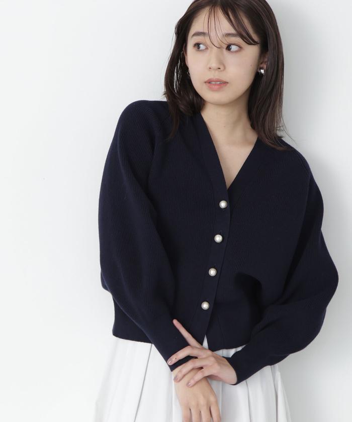 パールボタンニットカーディガン 24SS(505863126) | ナチュラル パールボタンニットカーディガン 24SS(505863126) | ナチュラル