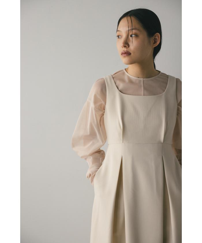 【Cider】スクエアネック ワッフル ミディ ワンピース セール 30%OFF】スクエアネックコクーンワンピース(505950917