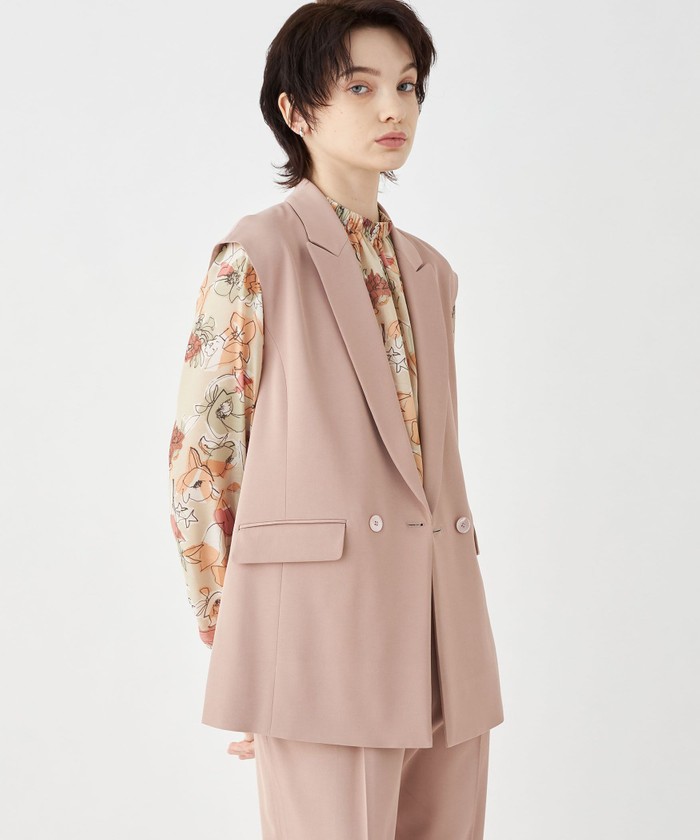 未使用タグ付き✨24SS トゥモローランド ビスコースツイル サイドスリットジレ クーポン】【セール 40%OFF】ビスコースツイル サイドスリット