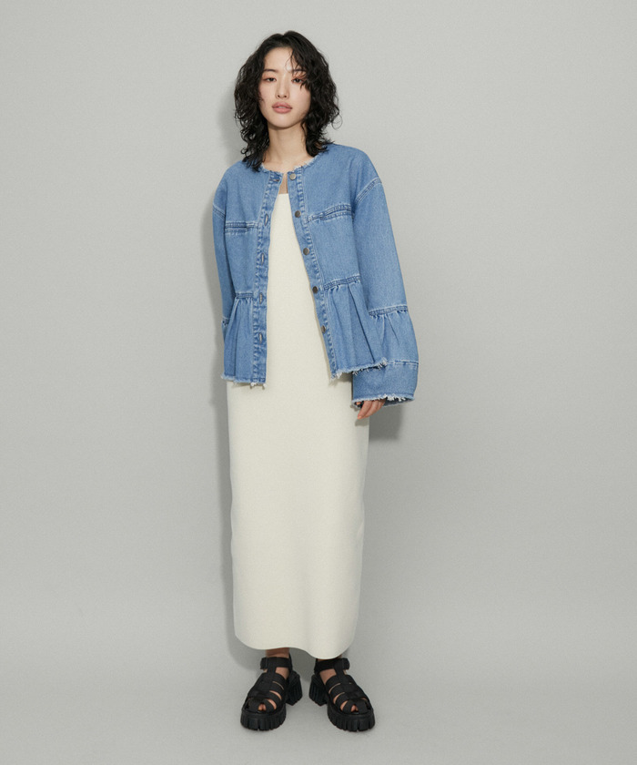 楽天市場】【WEB限定】カットオフペプラムデニムジャケット